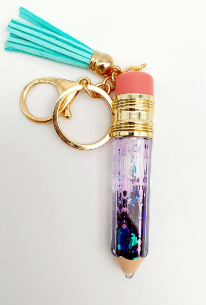 PencilLipgloss_Snowblobe Keyrings : DIY Pencil Holder Keychain or Just the Pencil Lipgloss Container
