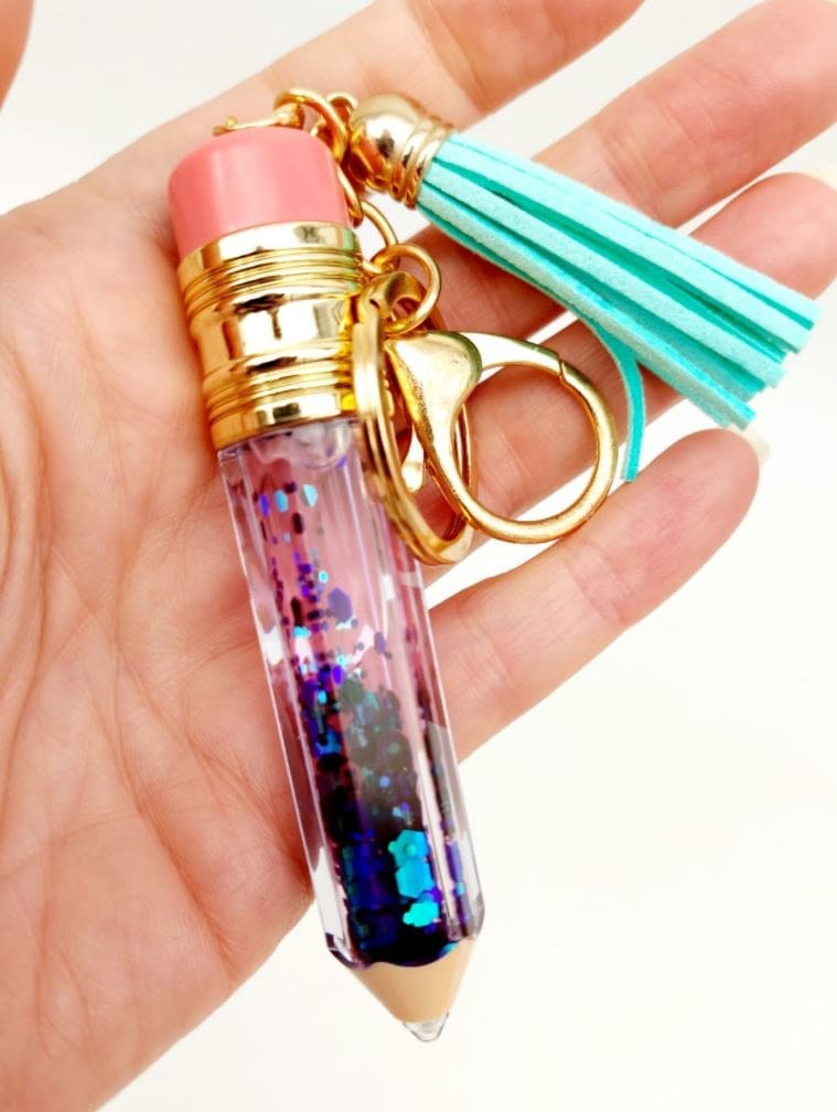 PencilLipgloss_Snowglobe2 Keyrings : DIY Pencil Holder Keychain or Just the Pencil Lipgloss Container