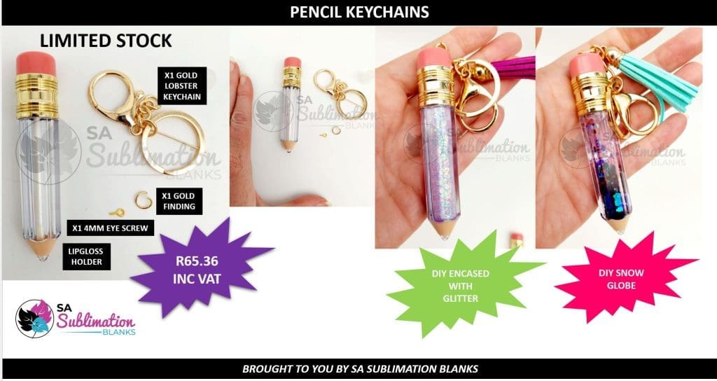 Pencil_LipGloss Keyrings : DIY Pencil Holder Keychain or Just the Pencil Lipgloss Container