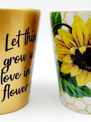 Sublimation Blanks : 12oz Flower Pots (Gold & White)