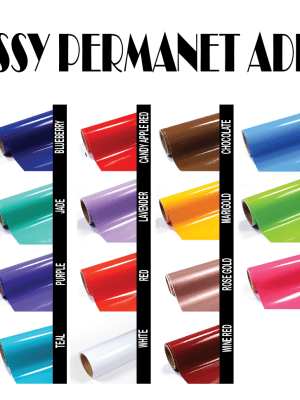 GLOSSY_ADHESIVE2 Adhesive Vinyl : 12 by 12 inch Permanent Glossy Solid Colours