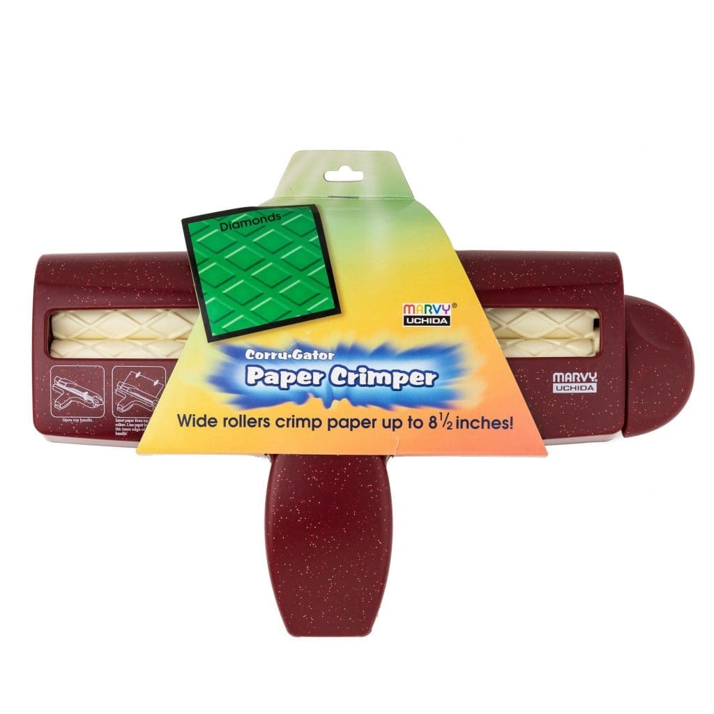 Arts & Crafts : Large Marvy Uchida Paper Crimper (5 Patterns, Straight, Heart, Wave, Diamond & Bubble)