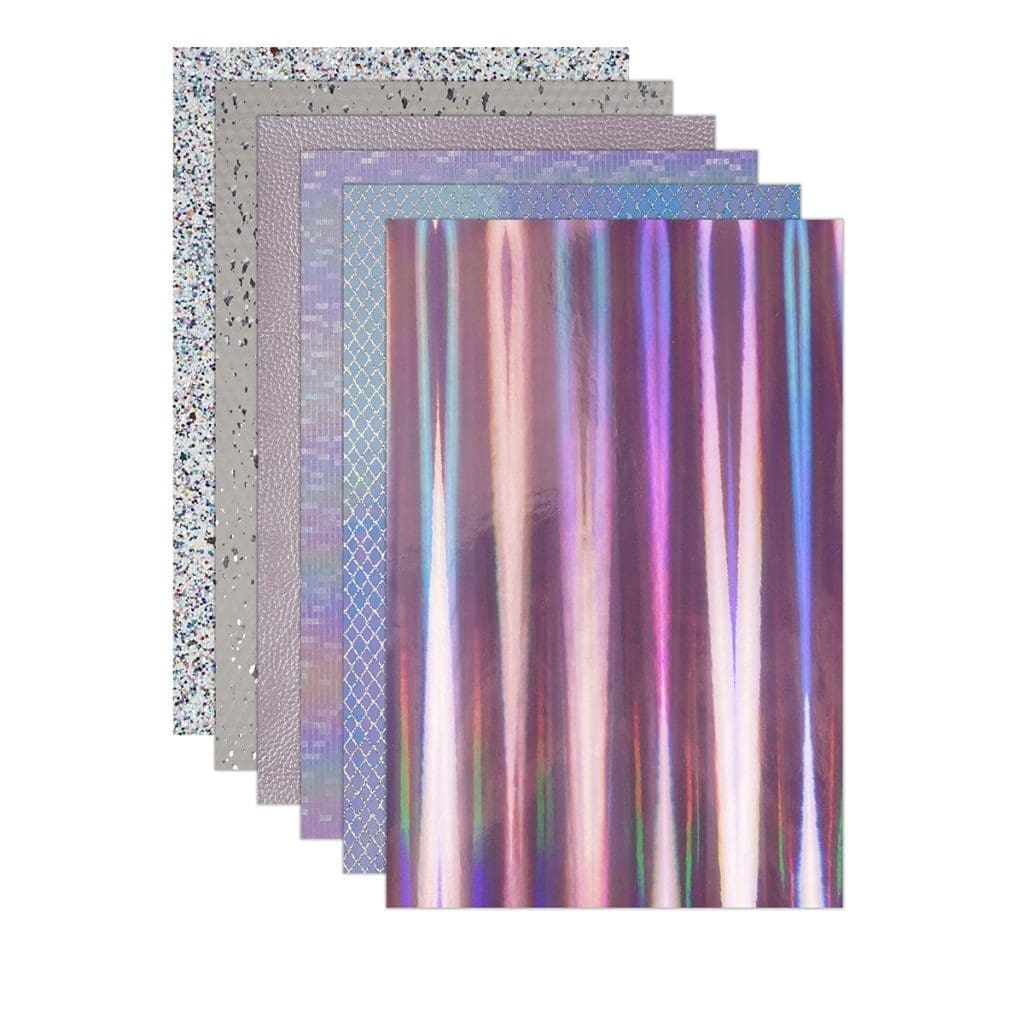 Faux Leather : 6 Piece Chunky, Glitter, Iridescent Mix (FL40)