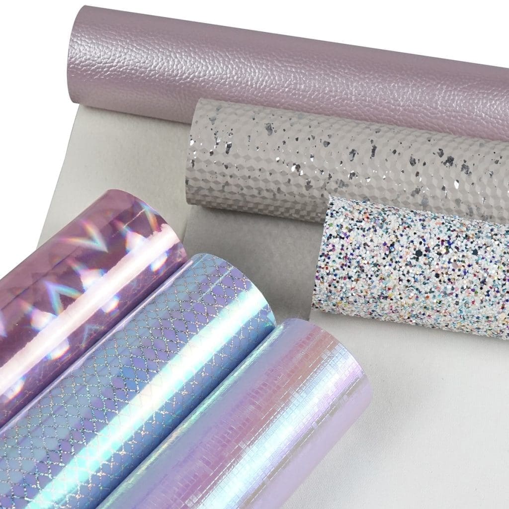 Faux Leather : 6 Piece Chunky, Glitter, Iridescent Mix (FL40)