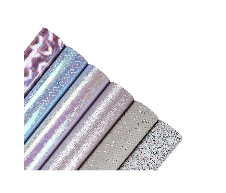 Faux Leather : 6 Piece Chunky, Glitter, Iridescent Mix (FL40)