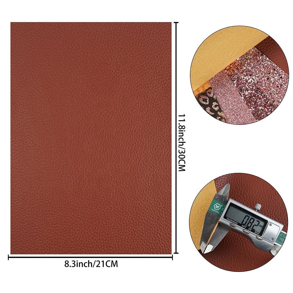 Faux Leather : 6 Piece Rose Gold Chunky Glitter & Leopard Litchi Set (FL42)