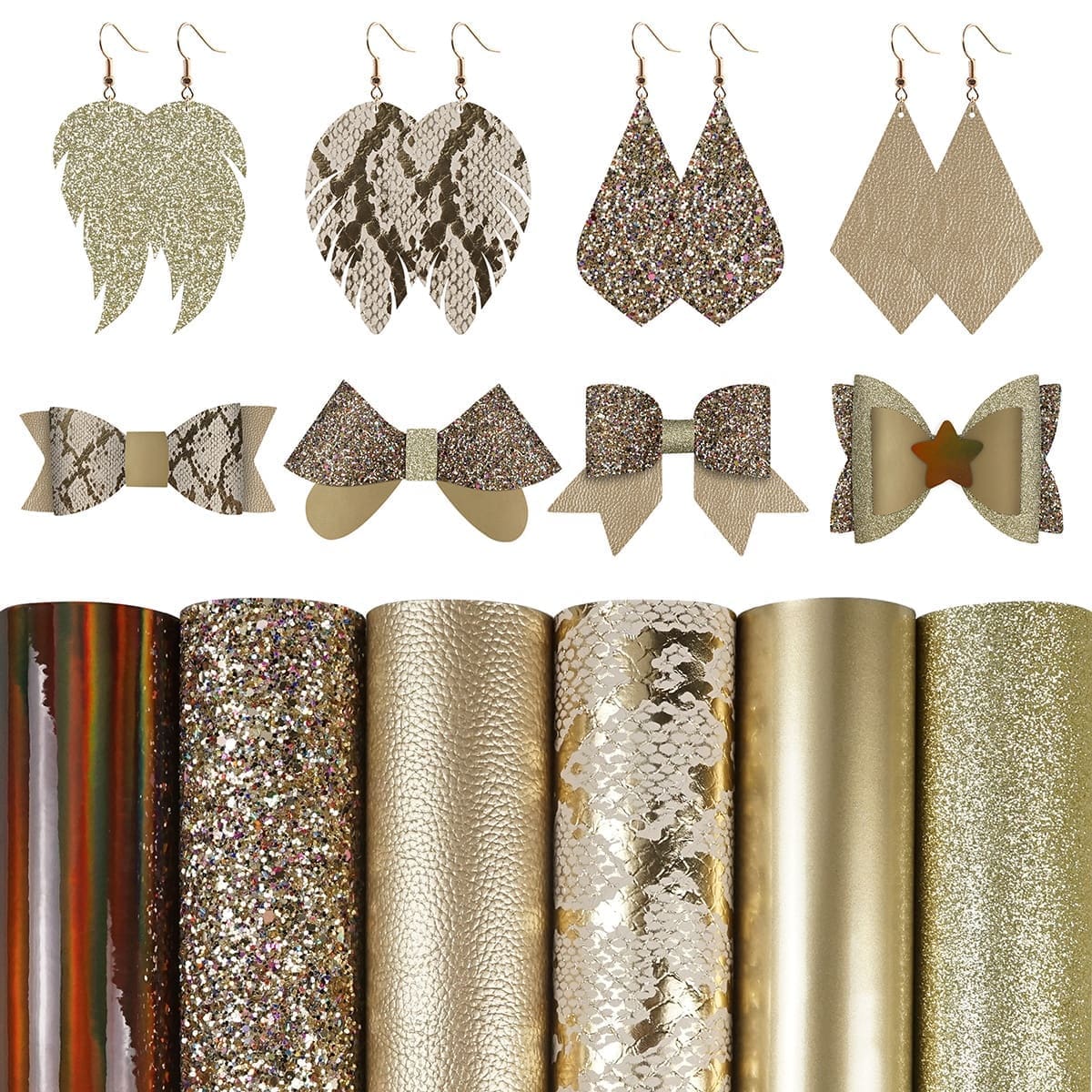 Faux Leather : 6 Piece Gold Snake Skin Deluxe (FL43)