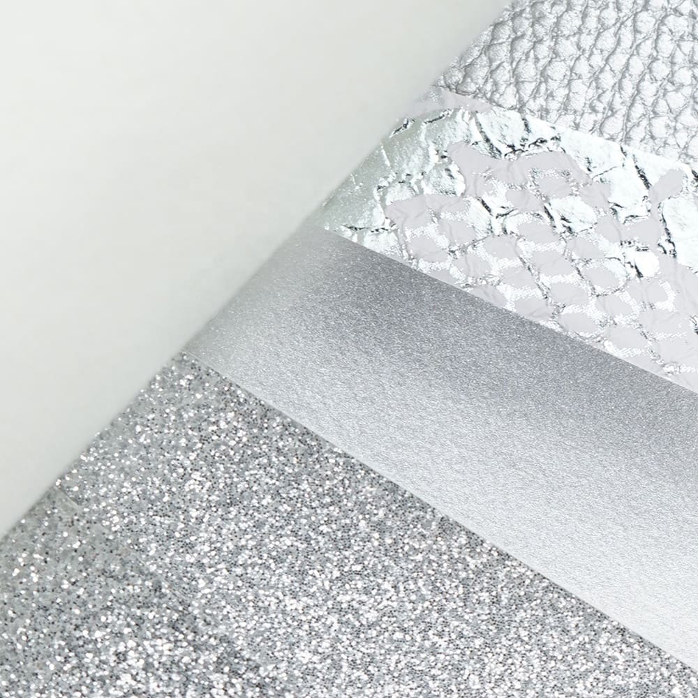 Faux Leather : 6 Piece Silver Mirror Pearl Snakeskin (FL45)