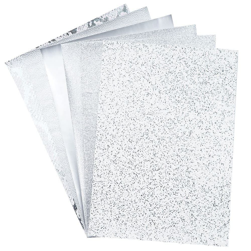 Faux Leather : 6 Piece Silver Mirror Pearl Snakeskin (FL45)