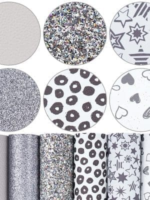 Faux Leather : 6 Piece Silver & Grey Tones (FL47)