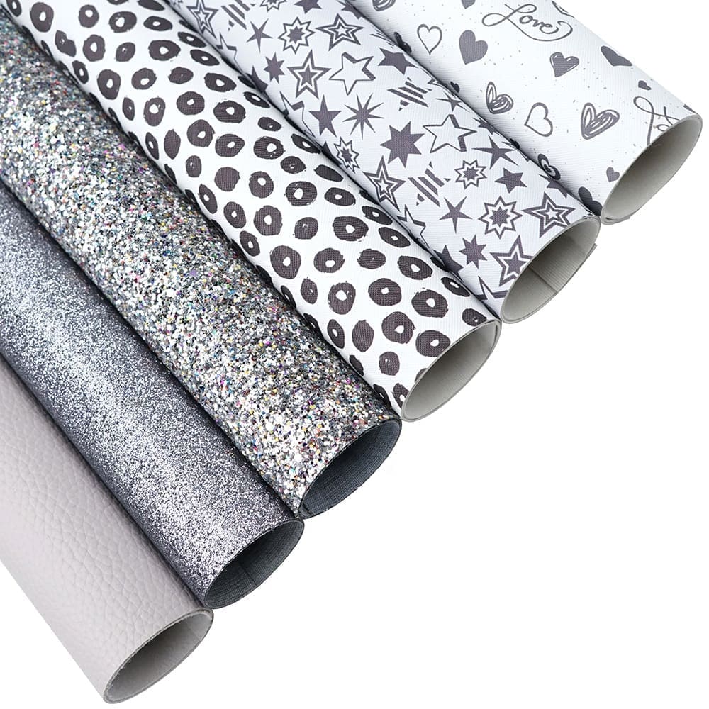 Faux Leather : 6 Piece Silver & Grey Tones (FL47)