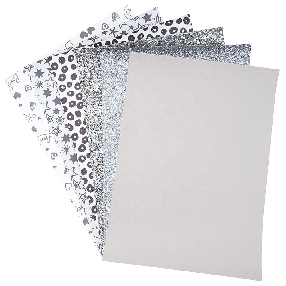 Faux Leather : 6 Piece Silver & Grey Tones (FL47)