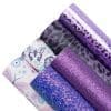 FL48 Faux Leather : 6 Piece Purple Butterfly & Leopard Mix (FL48)