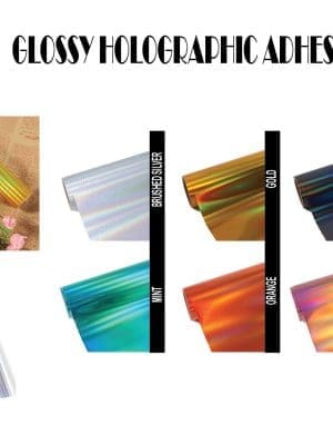 GlossyHolographic Adhesive Vinyl : 12 by 12 inch Permanent Glossy Holographic