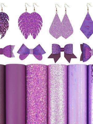 Faux Leather : 6 Piece Purple Butterfly & Leopard (FL49)