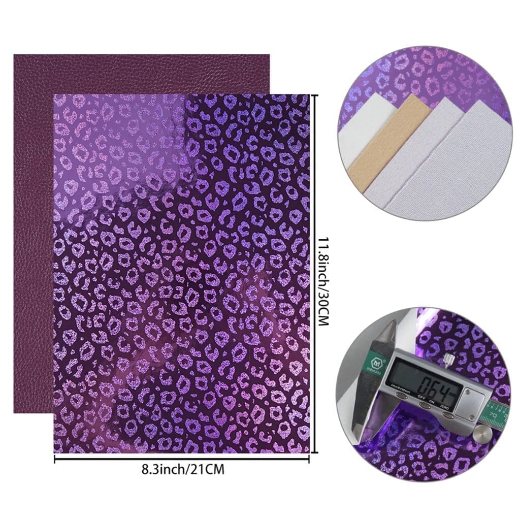 Faux Leather : 6 Piece Purple Butterfly & Leopard (FL49)