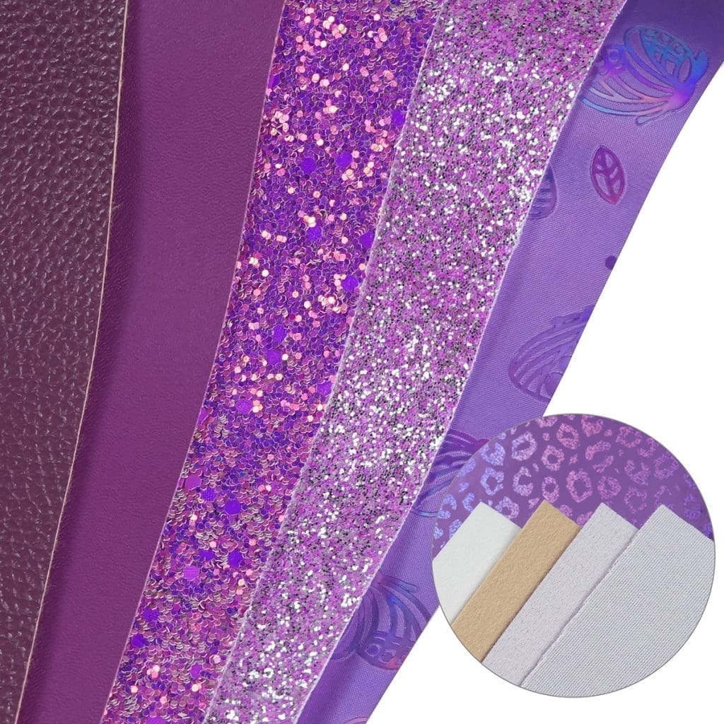 Faux Leather : 6 Piece Purple Butterfly & Leopard (FL49)
