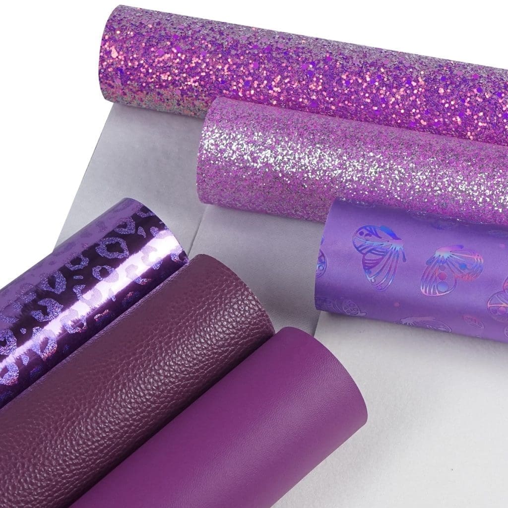 Faux Leather : 6 Piece Purple Butterfly & Leopard (FL49)