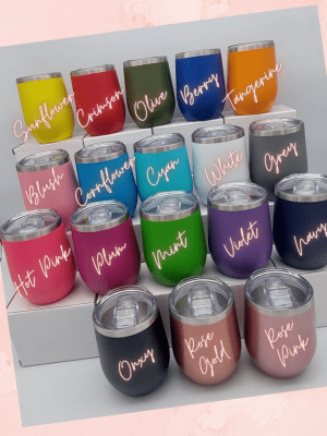 Engraving/Vinyl Blanks : 12oz Silver Rimmed Powder Coated Tumblers