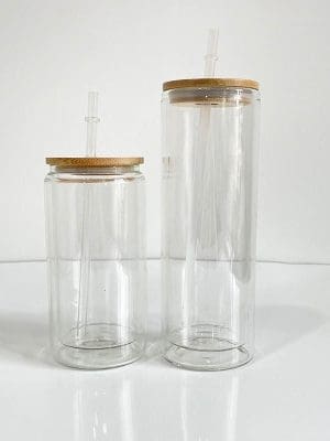 GlassSnowGlobeTumblers3 Sublimation Blanks : Double Walled Snow Glass Bamboo Tumblers (Libbey) with pre-drilled hole for snow globe for Sublimation