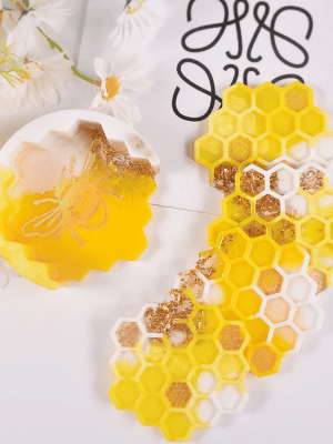 Resin & Epoxy : Bee Honeycomb Silicone Coaster Set