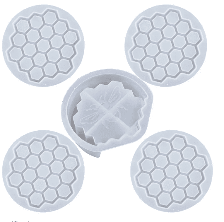 Resin & Epoxy : Bee Honeycomb Silicone Coaster Set