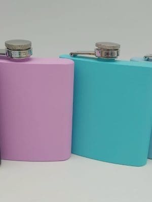 6oz Colourful Powder Coated Hip Flask