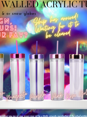 Acrylic Tumblers : 16oz Acrylic Tumblers with Coloured Lids