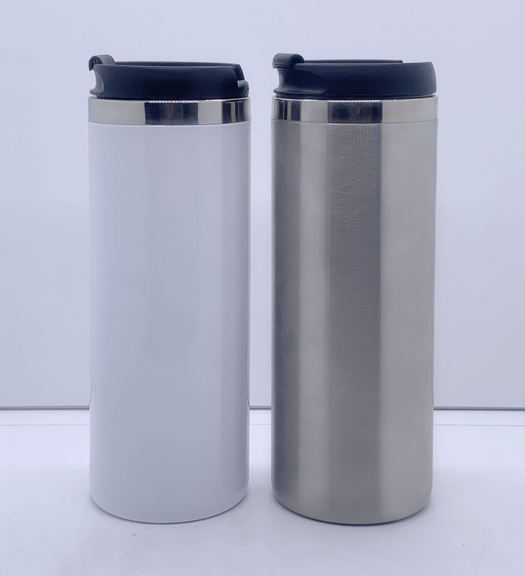 Sublimation Blanks : 420ml Travel Tumbler (White & Silver)