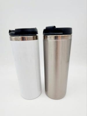 TravelMug3 Sublimation Blanks : 420ml Travel Tumbler (White & Silver)