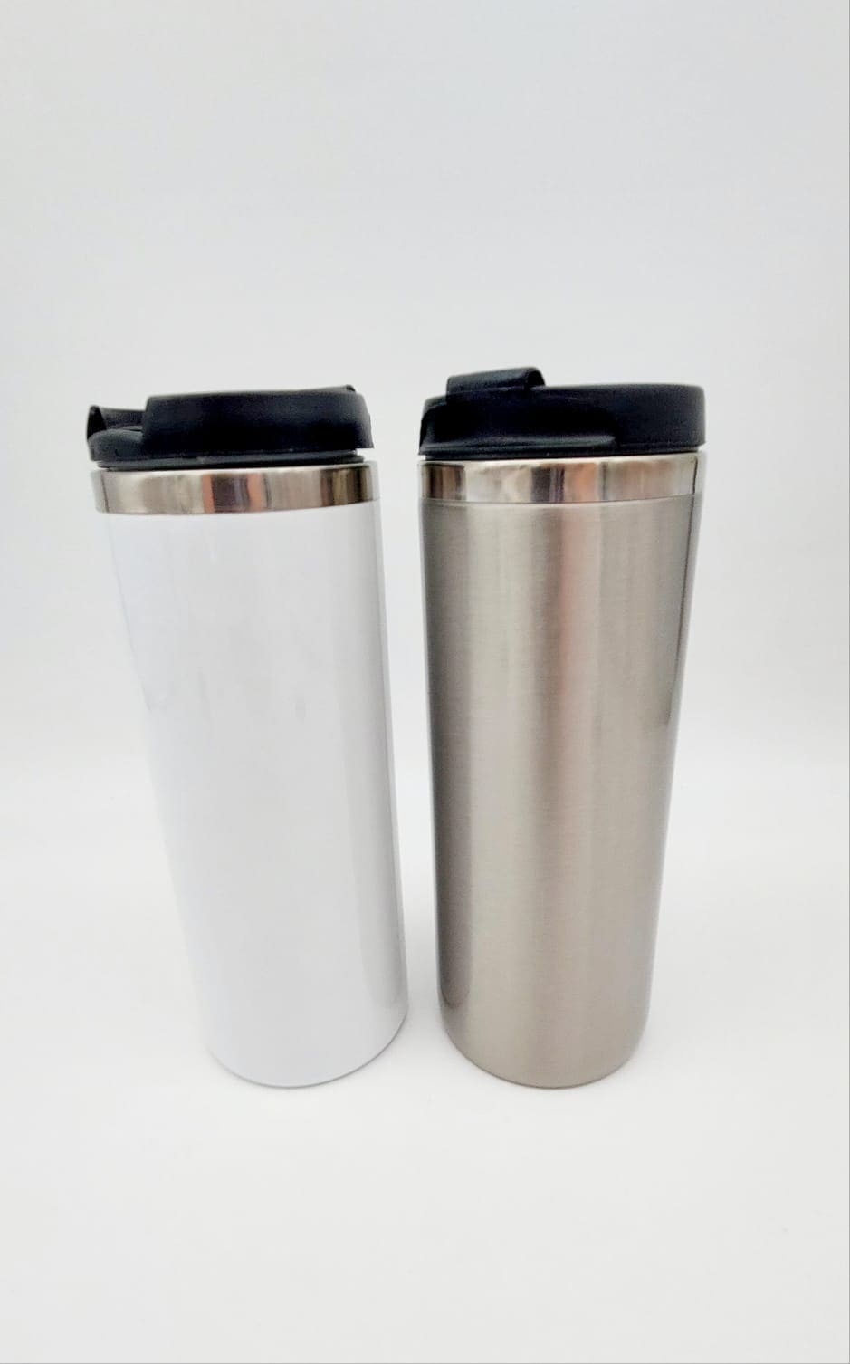 Sublimation Blanks : 420ml Travel Tumbler (White & Silver)