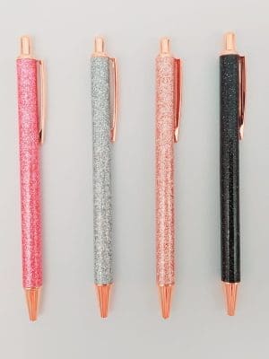 Binder Accessories : Rose Gold Trimmed Glitter Pens