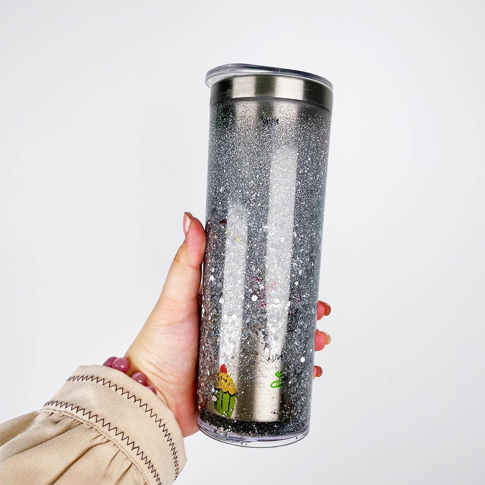 Sublimation Blanks : 20oz Steel Straight Sublimation Storyboard Snowglobe Tumbler with pre-drilled hole