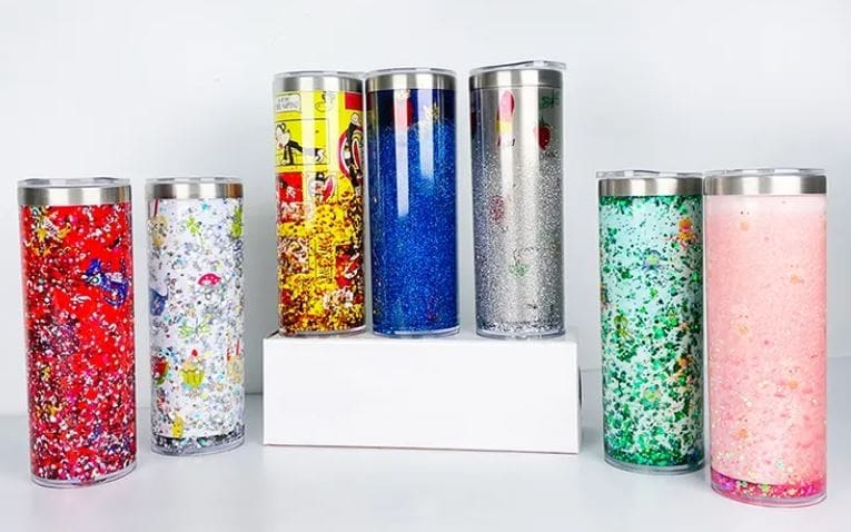 Sublimation Blanks : 20oz Steel Straight Sublimation Storyboard Snowglobe Tumbler with pre-drilled hole