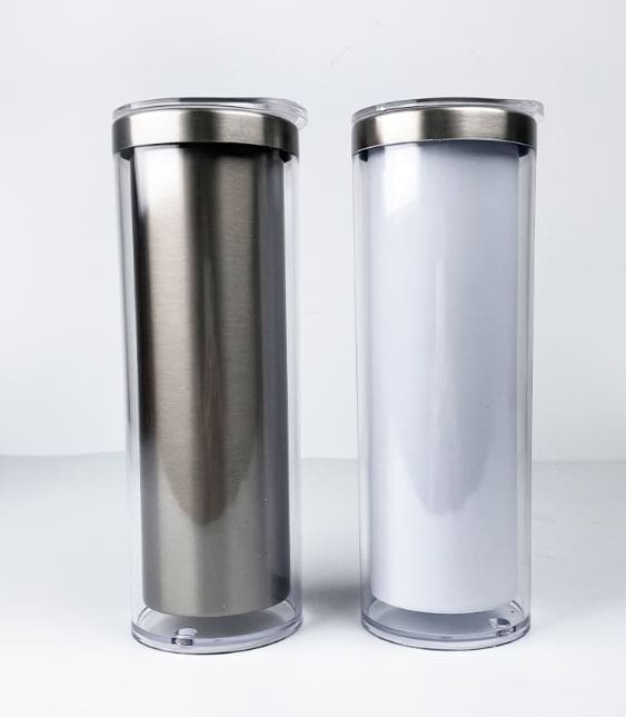 Sublimation Blanks : 20oz Steel Straight Sublimation Storyboard Snowglobe Tumbler with pre-drilled hole