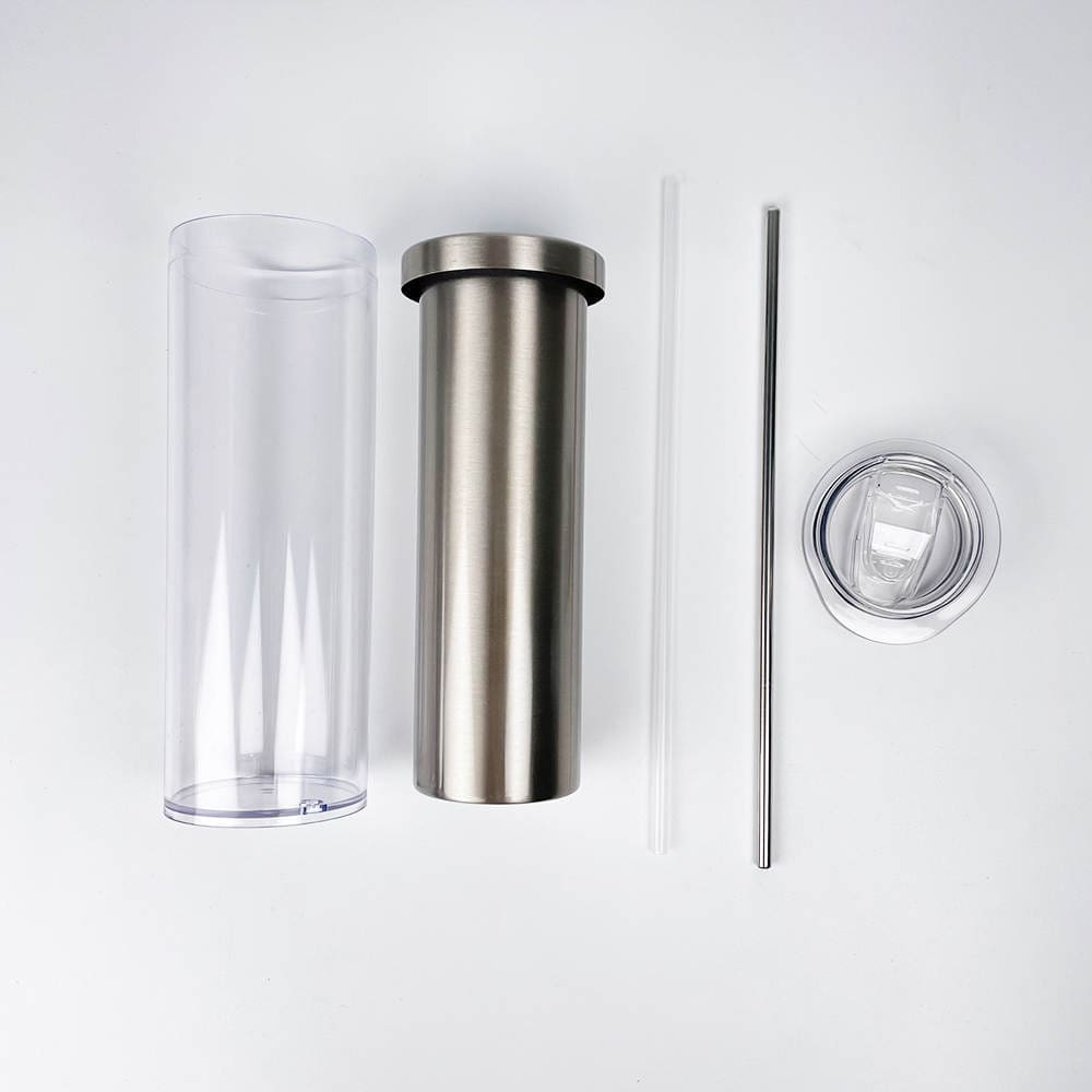 Sublimation Blanks : 20oz Steel Straight Sublimation Storyboard Snowglobe Tumbler with pre-drilled hole