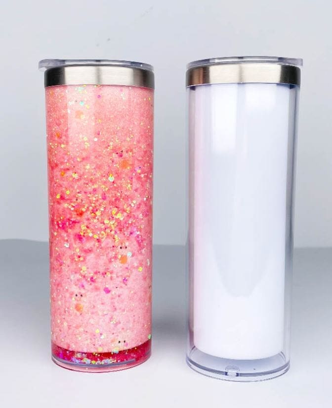 Sublimation Blanks : 20oz Steel Straight Sublimation Storyboard Snowglobe Tumbler with pre-drilled hole