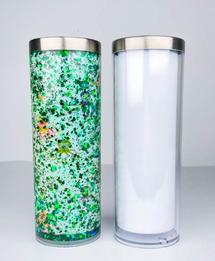 Sublimation Blanks : 20oz Steel Straight Sublimation Storyboard Snowglobe Tumbler with pre-drilled hole
