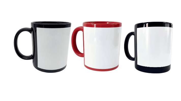 Group White Patch Mugs Sublimation Blanks : 11oz White Patch Mug