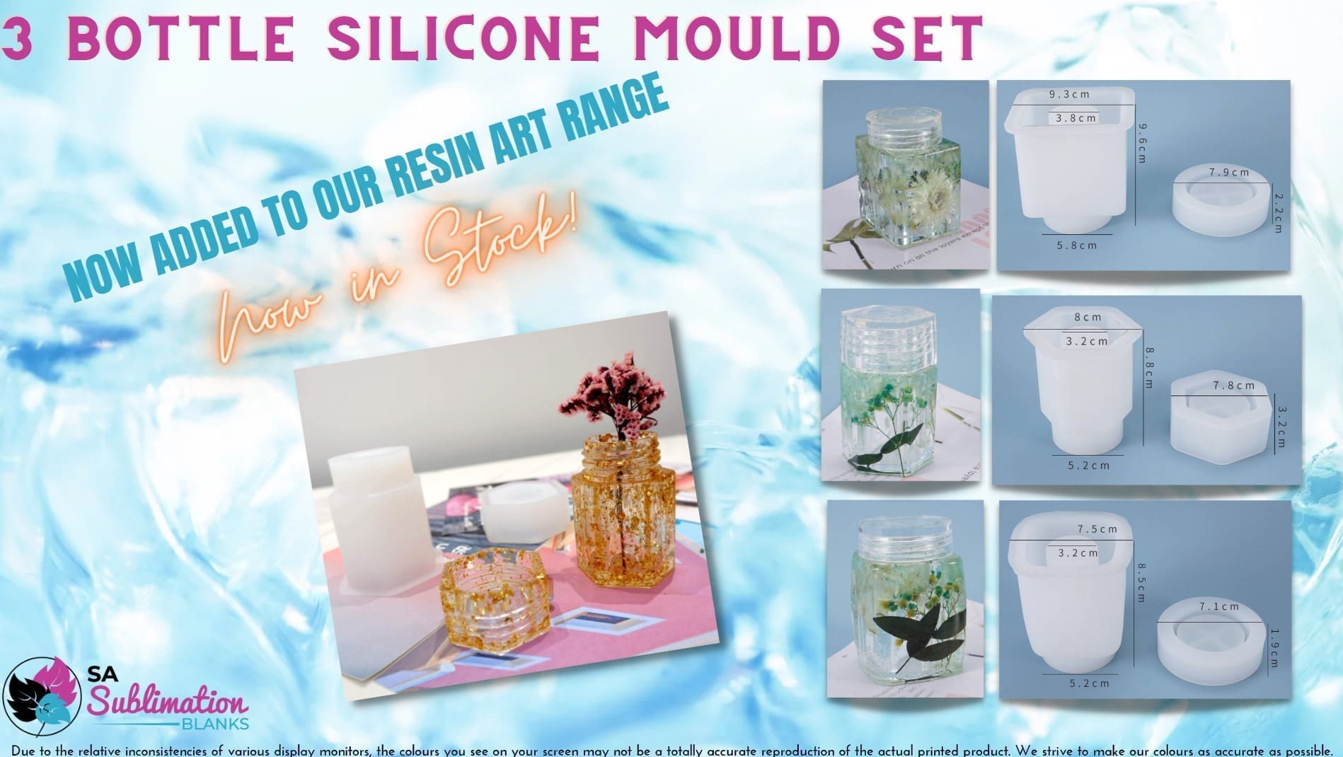 Resin & Epoxy : Set of 3 Silicone Bottle Moulds for Epoxy Resin Art