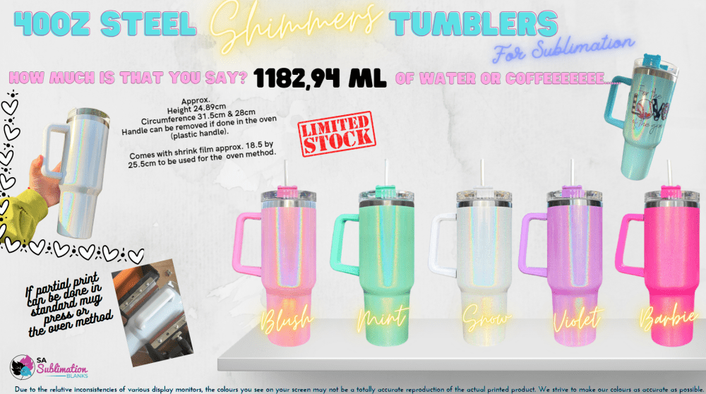 Sublimation Blanks : 40oz Shimmer Tumblers (Stanley Dupe)