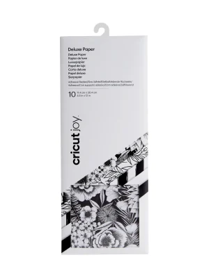 2008049 : Cricut Joy Adhesive Backed Deluxe Paper 10 : Sheets (Black And White Botanicals) (Joy)