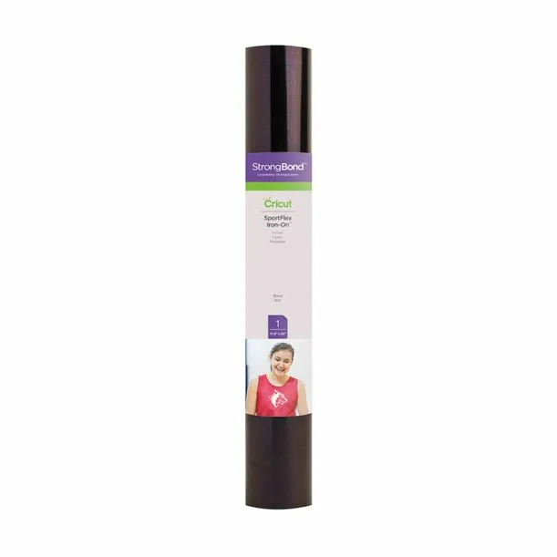 2007660 - Cricut SportFlex Iron-On 30x60cm (Black) Thin and lightweight to stretch and flex on active wear 