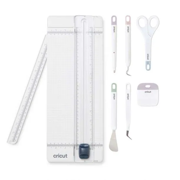 2008760 - Cricut 13 Inch Essential Tool Set  trimmer  scroing stylus  spatula  weeder  scraper  scissors  tweezers