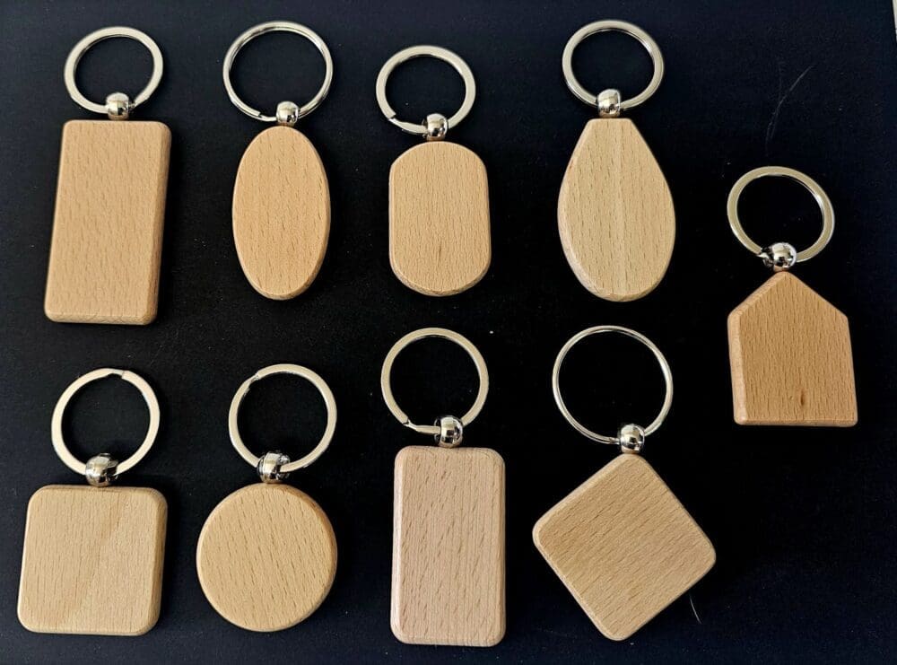 WoodenKeyringGroup Bamboo Wooden Keyrings for Engraving