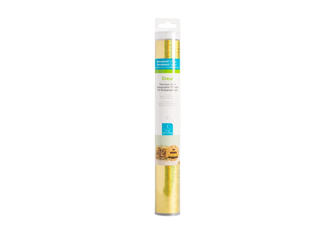 2006887 : Cricut Premium Vinyl Holo Threads Gold 12X48 (Maker / Explore)