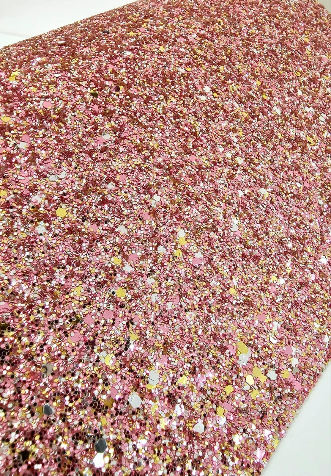 Faux Leather : 1 Piece Rose Gold Glitter Chunky 2 (FL42-SS)