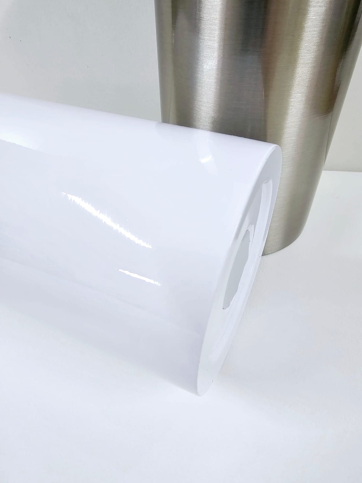 15_20oz Flat bottom Edge Sublimation Blanks : 15oz Straight Flat Bottom Tumbler (White & Silver)