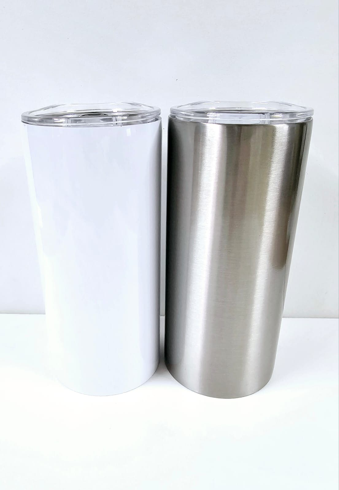 15oz Flat Bottom Sublimation Blanks : 15oz Straight Flat Bottom Tumbler (White & Silver)