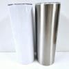 Sublimation Blanks : 20oz Straight Flat Edge Bottom Tumbler (White & Silver)